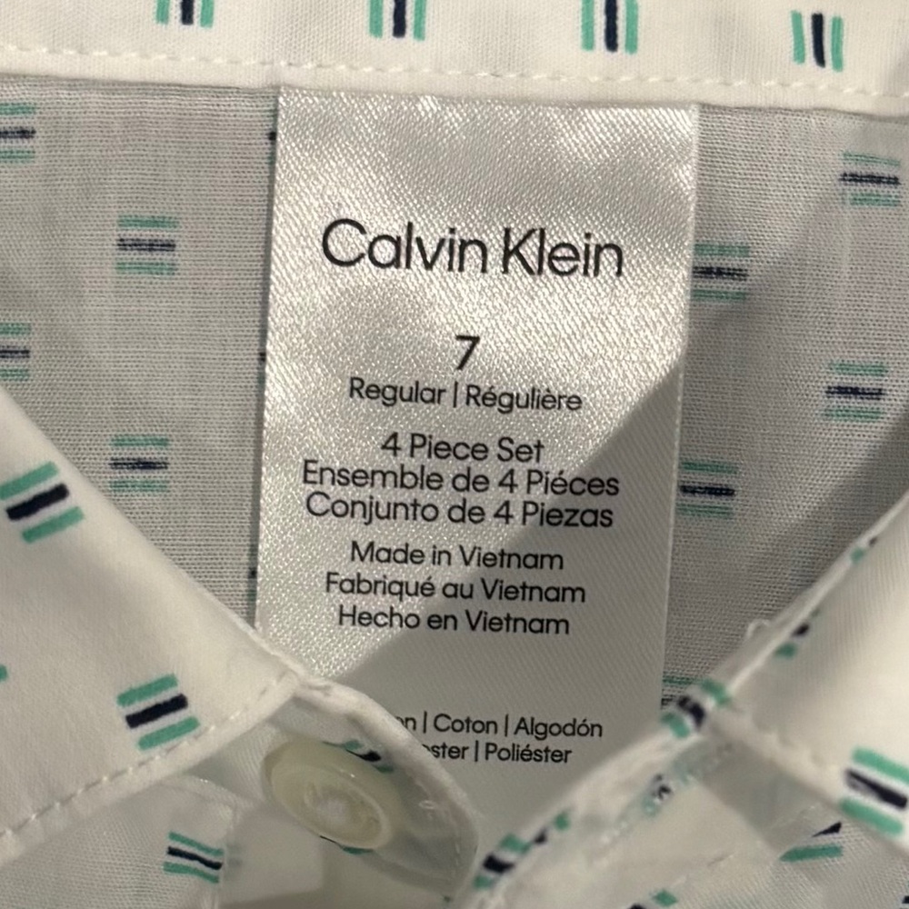 Calvin Klein Navy Vest and Patterned Shirt Set - Picture 2 of 5